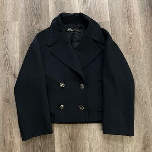 Zara Cropped Navy Trench Size XS